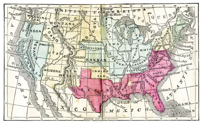 Framed Print : Map of United States 1871 Framed Print : Map of United States 1871
