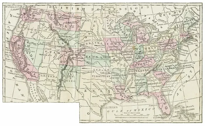 Framed Print : Map of United States 1871 Framed Print : Map of United States 1871