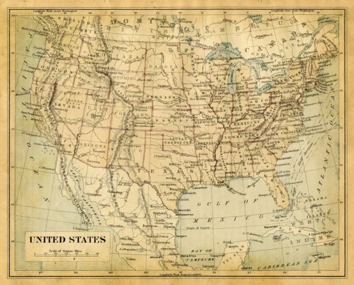 Framed Print : Map of United States 1876 Framed Print : Map of United States 1876