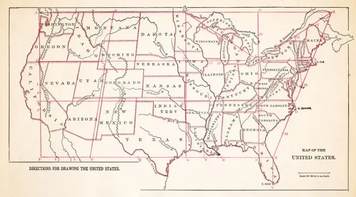 Framed Print : Map of United States 1883 Framed Print : Map of United States 1883