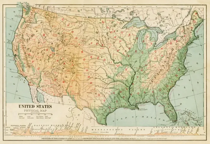 Framed Print : Map of United States 1899 Framed Print : Map of United States 1899