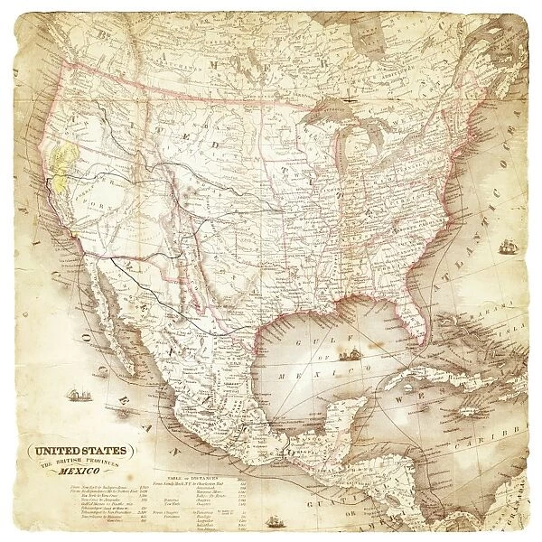 Map of United States and Mexico 1849