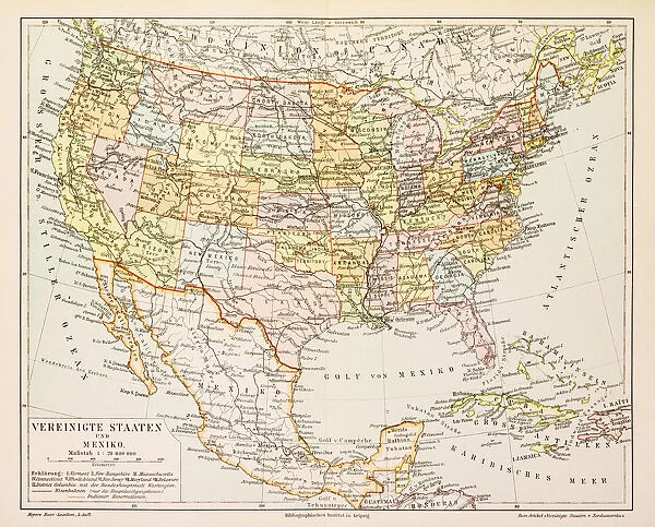 Map of United States and Mexico 1897