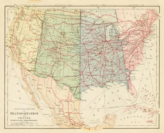 Framed Print : Map of United States Transportation 1899