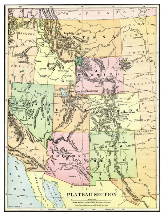 Framed Print : Map of USA Pacific states 1897 Framed Print : Map of USA Pacific states 1897