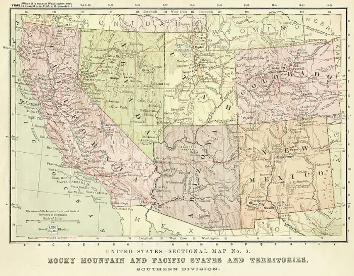 Framed Print : Map USA Rocky mountain and pacific states 1881 Framed Print : Map USA Rocky mountain and pacific states 1881