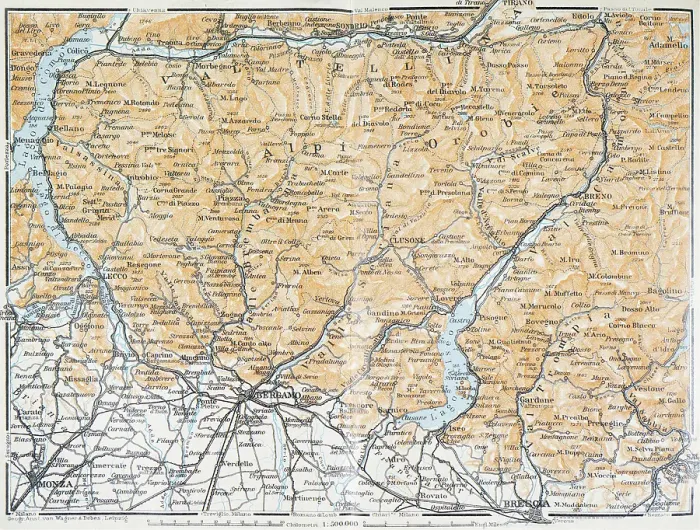 Framed Print : Map of Valtellina, Italy - 1893 Framed Print : Map of Valtellina, Italy - 1893