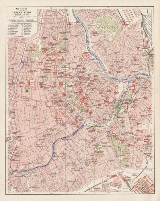 Framed Print : Map of Vienna 1900 Framed Print : Map of Vienna 1900