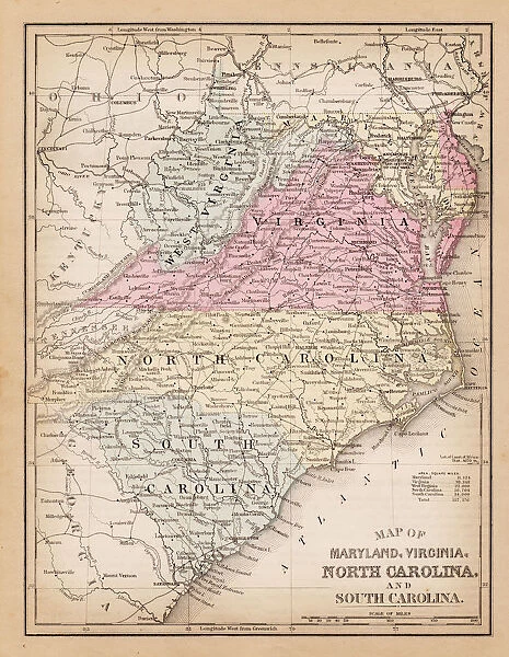Map of Virginia and Maryland 1881