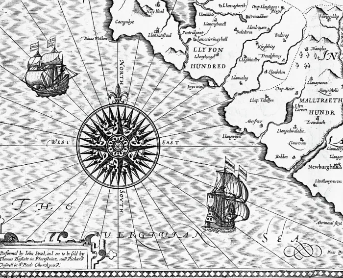 Framed Print : Detail of a Map of Wales by John Speed Framed Print : Detail of a Map of Wales by John Speed