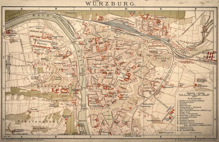Framed Print : Map of WAOErzburg 1898