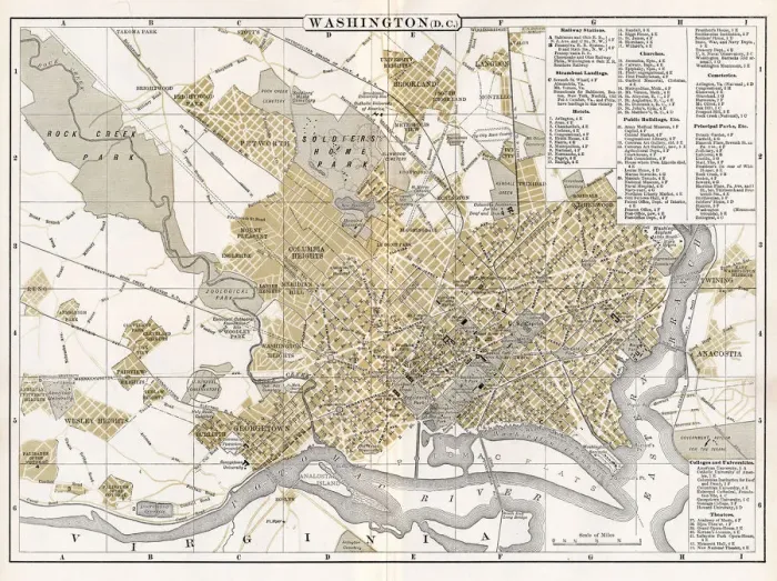 Framed Print : Map of Washington DC 1894 Framed Print : Map of Washington DC 1894