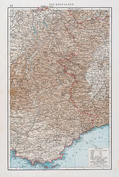 Map of the West Alps 1896