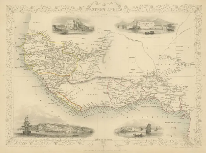 Framed Print : Map of Western Africa 1851 Framed Print : Map of Western Africa 1851