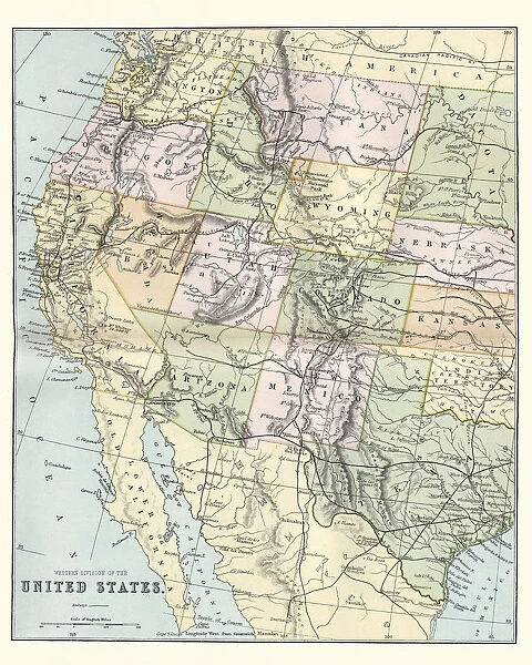 Map of the Western United States of America, 19th Century