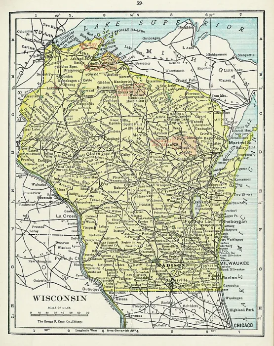 Framed Print : Map Of Wisconsin