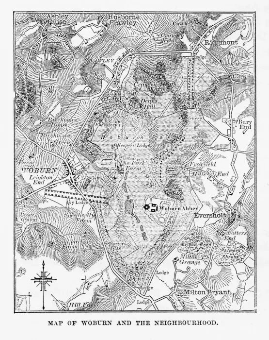 Framed Print : Map of Woburn and Neighborhoods, England Victorian Engraving, Circa 1840 Framed Print : Map of Woburn and Neighborhoods, England Victorian Engraving, Circa 1840