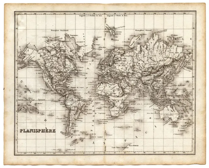 Framed Print : map of the world 1842 Framed Print : map of the world 1842