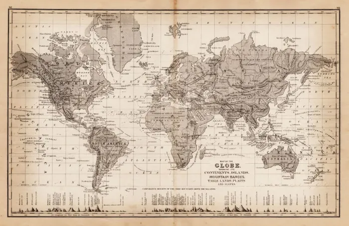 Framed Print : Map of the World 1881 Framed Print : Map of the World 1881