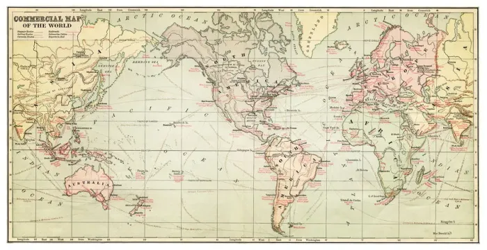 Framed Print : map of the world 1881 Framed Print : map of the world 1881