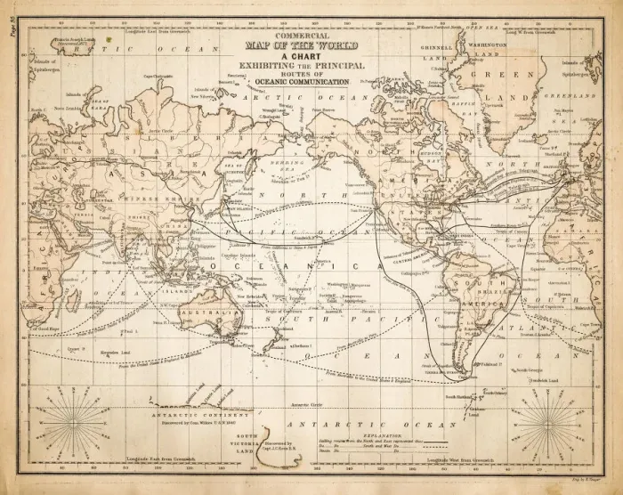 Framed Print : Map of the World 1883 Framed Print : Map of the World 1883