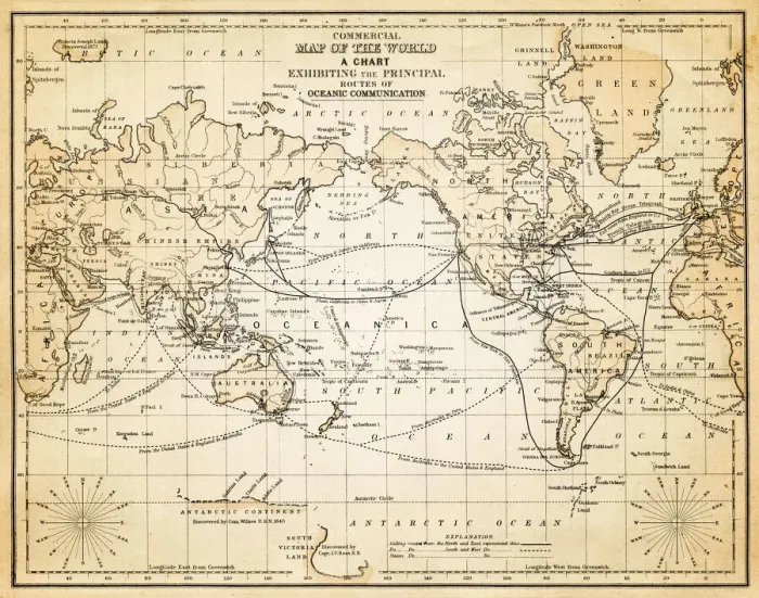 Framed Print : map of the world 1883 Framed Print : map of the world 1883