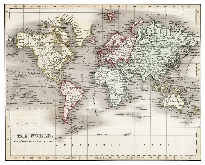Framed Print : Map of the world 1885