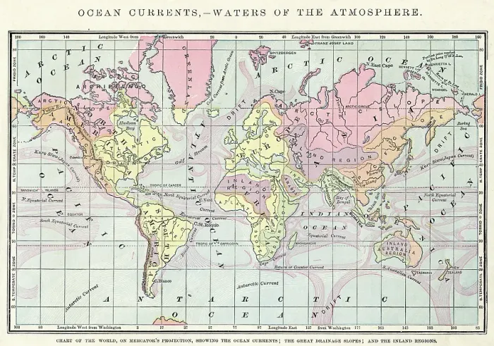 Framed Print : Map of the World 1886 Framed Print : Map of the World 1886