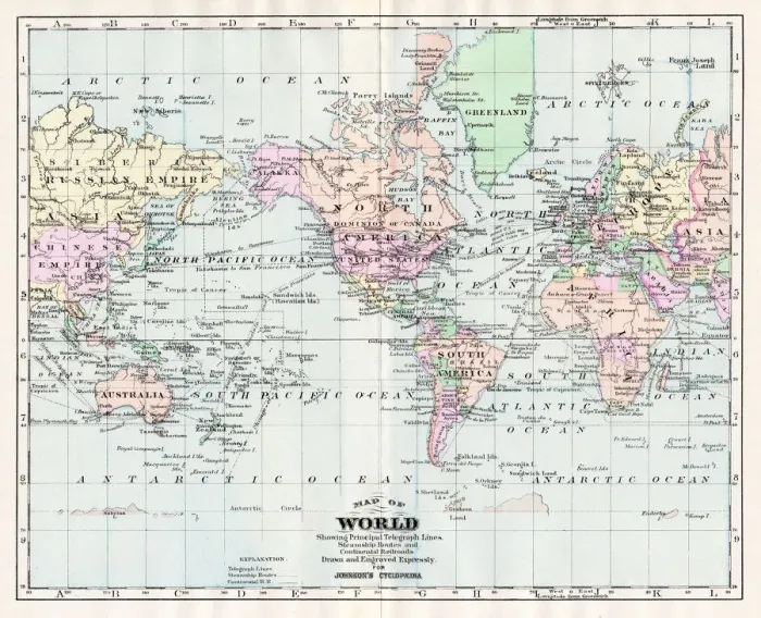 Framed Print : Map of the World 1894 Framed Print : Map of the World 1894