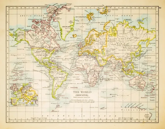 Framed Print : Map of the world 1897 Framed Print : Map of the world 1897