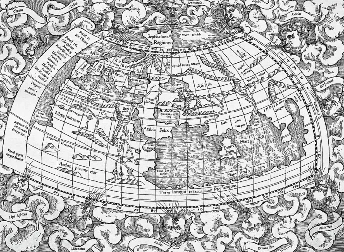 Framed Print : Map of the World Based on Ptolemy Framed Print : Map of the World Based on Ptolemy