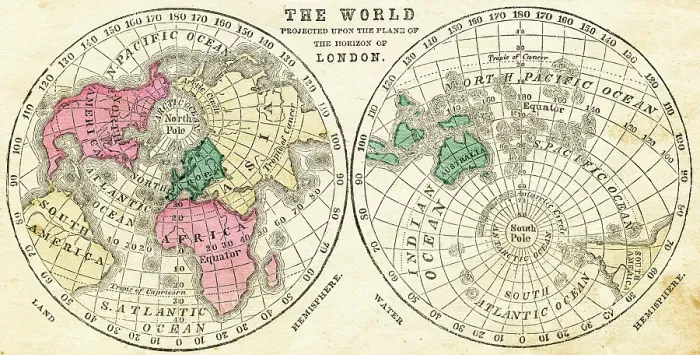 Framed Print : Map of the world in Hemispheres 1871 Framed Print : Map of the world in Hemispheres 1871