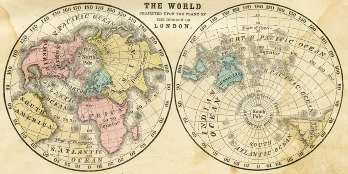 Framed Print : Map of the world horizontal projection 1856 Framed Print : Map of the world horizontal projection 1856