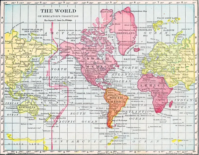 Framed Print : Map Of The World On Mercator's Projection Framed Print : Map Of The World On Mercator's Projection