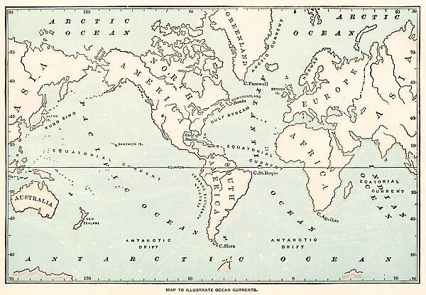 Map of the World Ocean current 1875