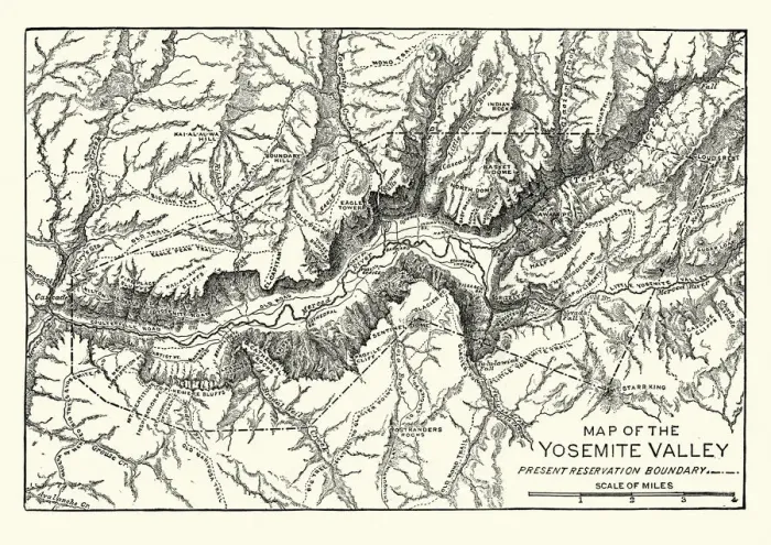 Framed Print : Map of the Yosemite Valley, 19th Century Framed Print : Map of the Yosemite Valley, 19th Century