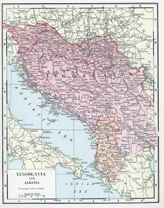 Framed Print : Map Of Yugoslavia And Albania Framed Print : Map Of Yugoslavia And Albania