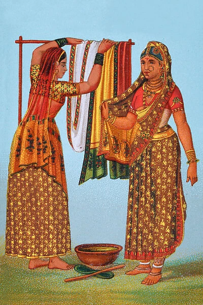 Maratha Indian women washing cashmere, 19th Century