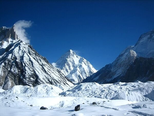 Marble Peak and K2 mountain from Concordia camp site in Karakorum range