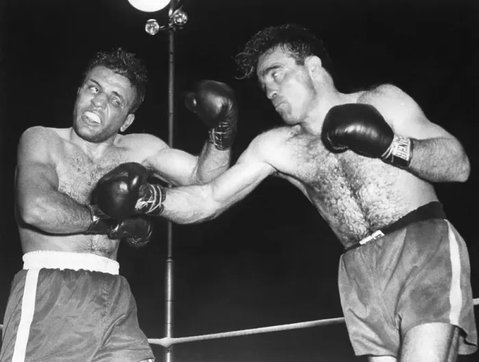 Framed Print : Marcel Cerdan Punches Jake La Motta Framed Print : Marcel Cerdan Punches Jake La Motta