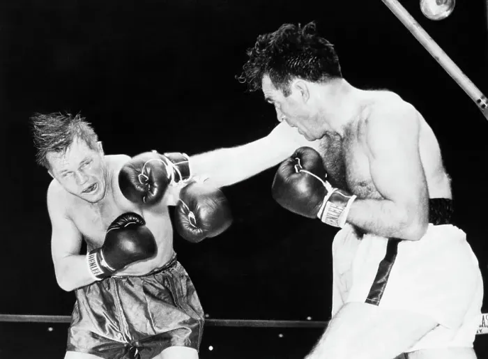 Framed Print : Marcel Cerdan Punching Tony Zale