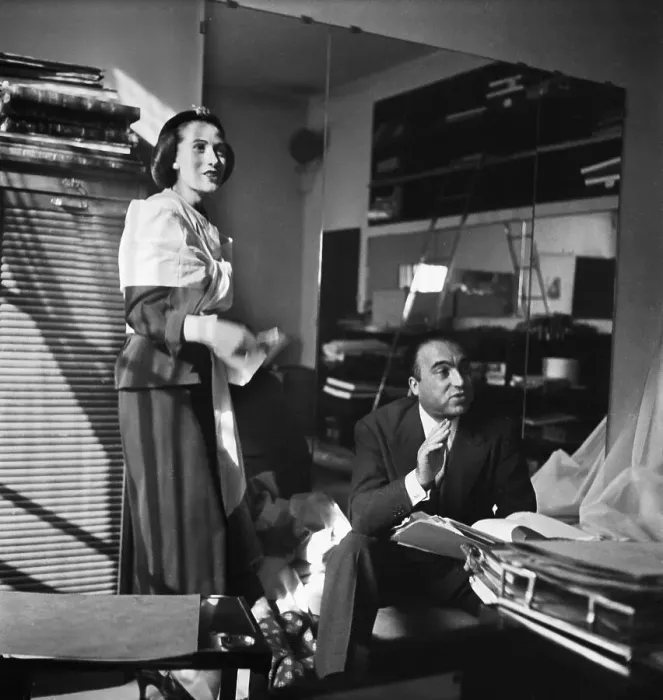 Framed Print : Marcel Rochas and Wife Working in Office Framed Print : Marcel Rochas and Wife Working in Office