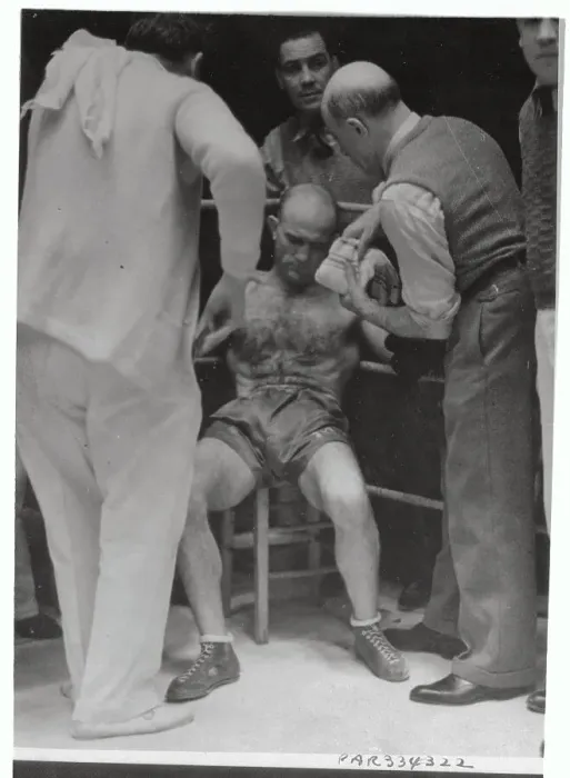 Framed Print : Marcel Thil Being Attended to by Seconds Framed Print : Marcel Thil Being Attended to by Seconds