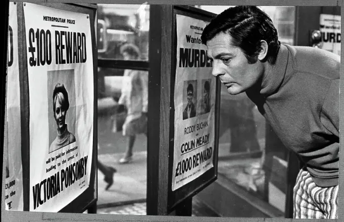 Framed Print : Marcello Mastroianni Looks at Poster
