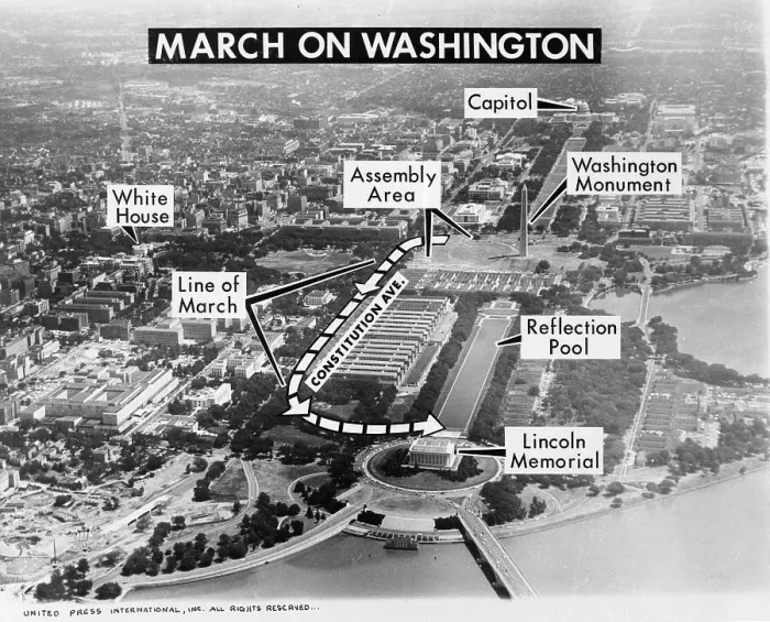Framed Print : March On Washington Route Map Framed Print : March On Washington Route Map