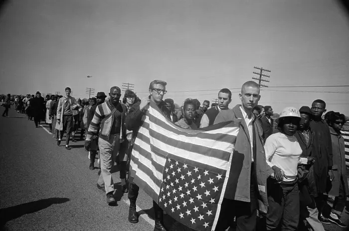Framed Print : Marchers Carrying Flag Upside Down Framed Print : Marchers Carrying Flag Upside Down