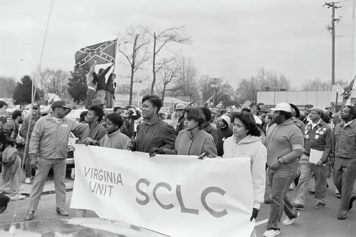 Framed Print : Marchers Passing Confederate Flag Wavers Framed Print : Marchers Passing Confederate Flag Wavers