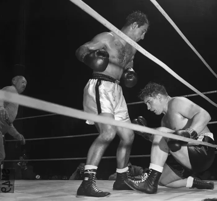 Framed Print : Marciano, Hand Cocked;Opponent On Canvas