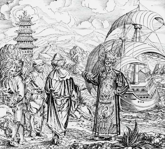 Framed Print : Marco Polo Arriving In China, Illust Framed Print : Marco Polo Arriving In China, Illust