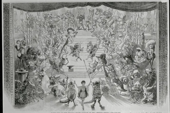 Framed Print : Mardi Gras Parade Drawing from Harper's Weekly Framed Print : Mardi Gras Parade Drawing from Harper's Weekly